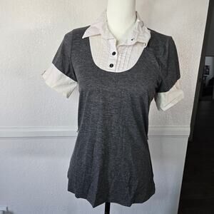 Y2K Preppy Academia Layered Collared Top - Size L